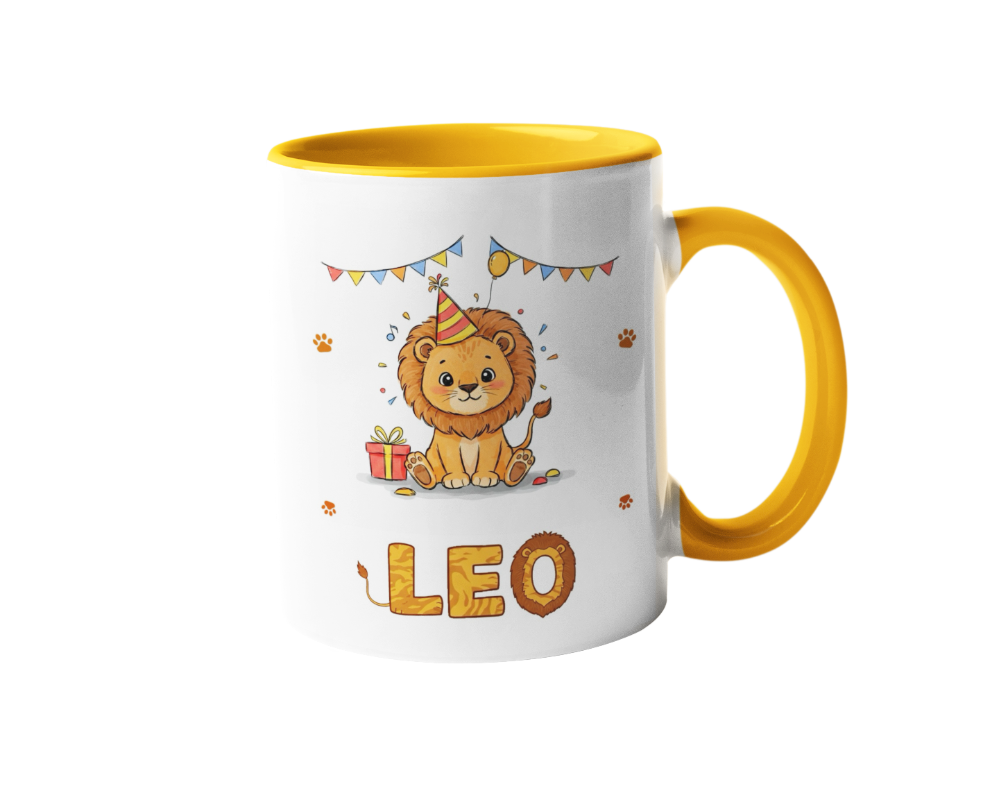 Personalized cute animal printed mug with custom child name for kids