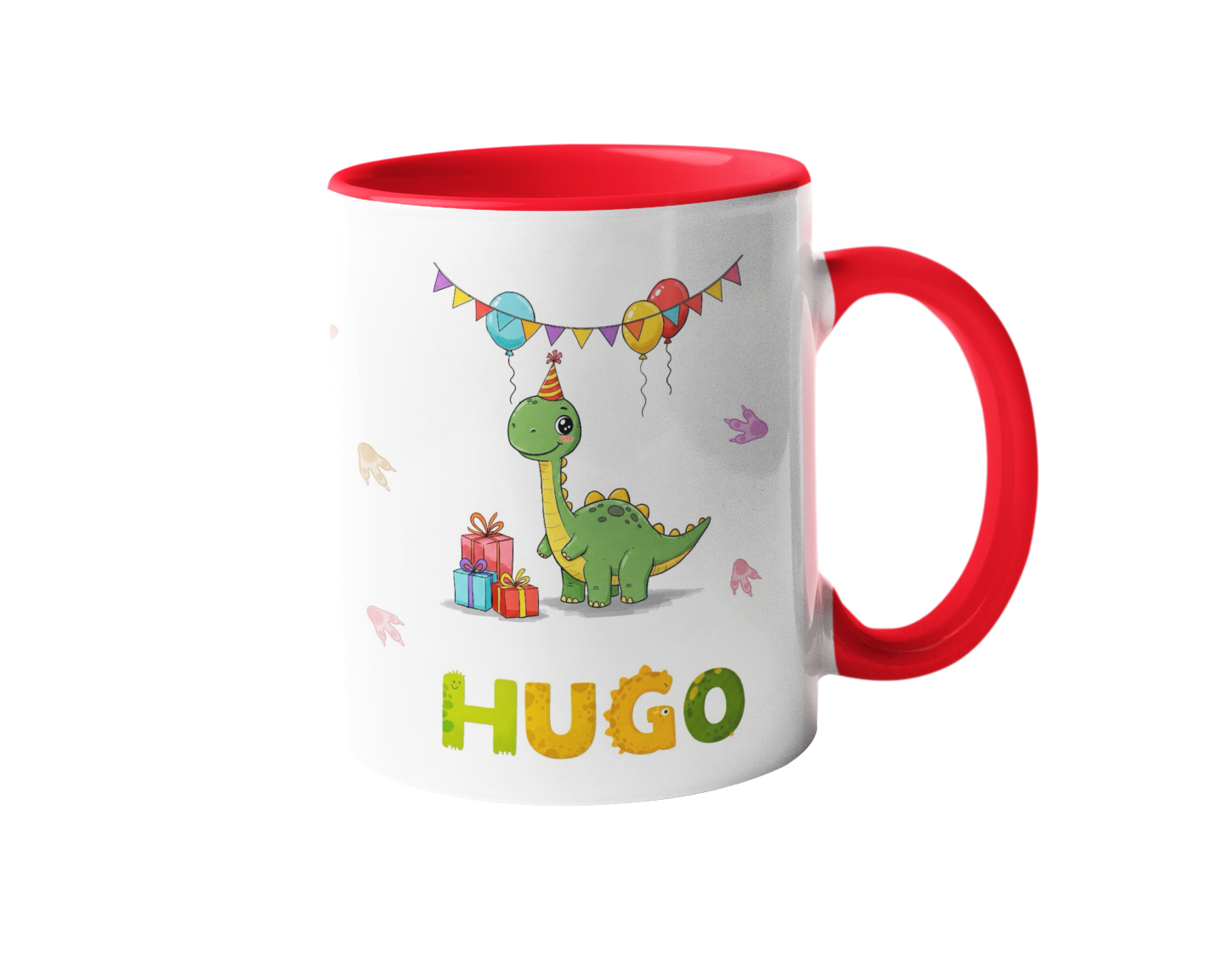 Personalized cute animal printed mug with custom child name for kids
