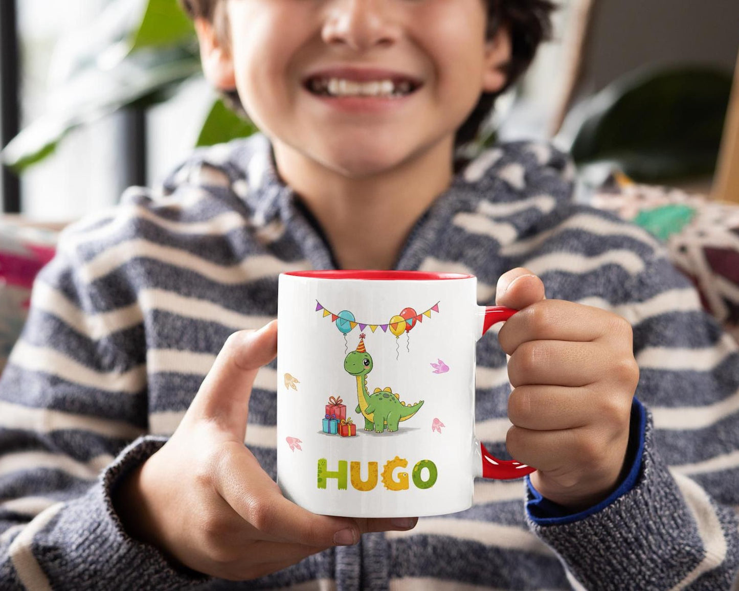 Personalized cute animal printed mug with custom child name for kids