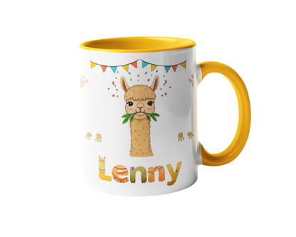 Personalized cute animal printed mug with custom child name for kids
