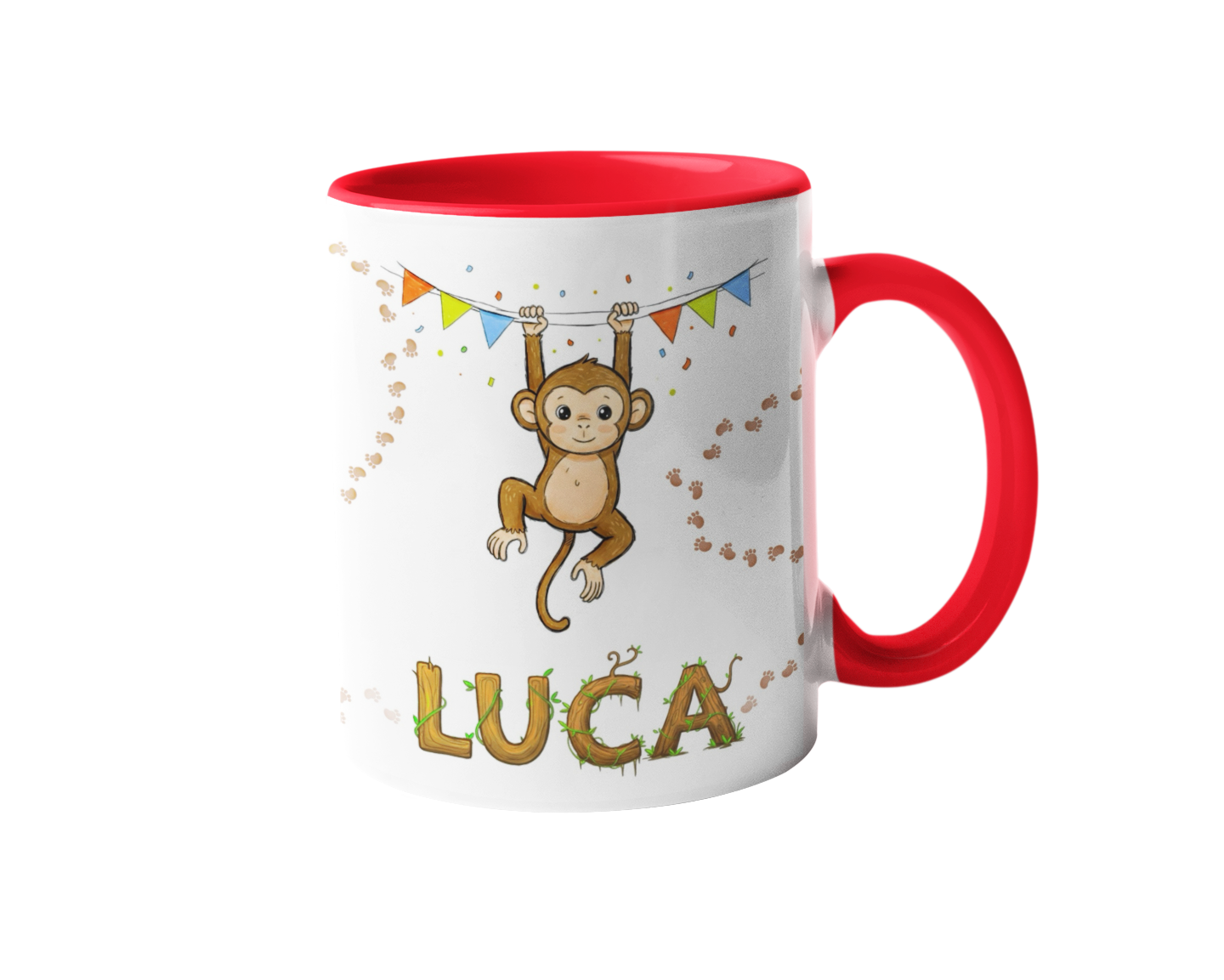 Personalized cute animal printed mug with custom child name for kids