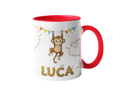 Personalized cute animal printed mug with custom child name for kids