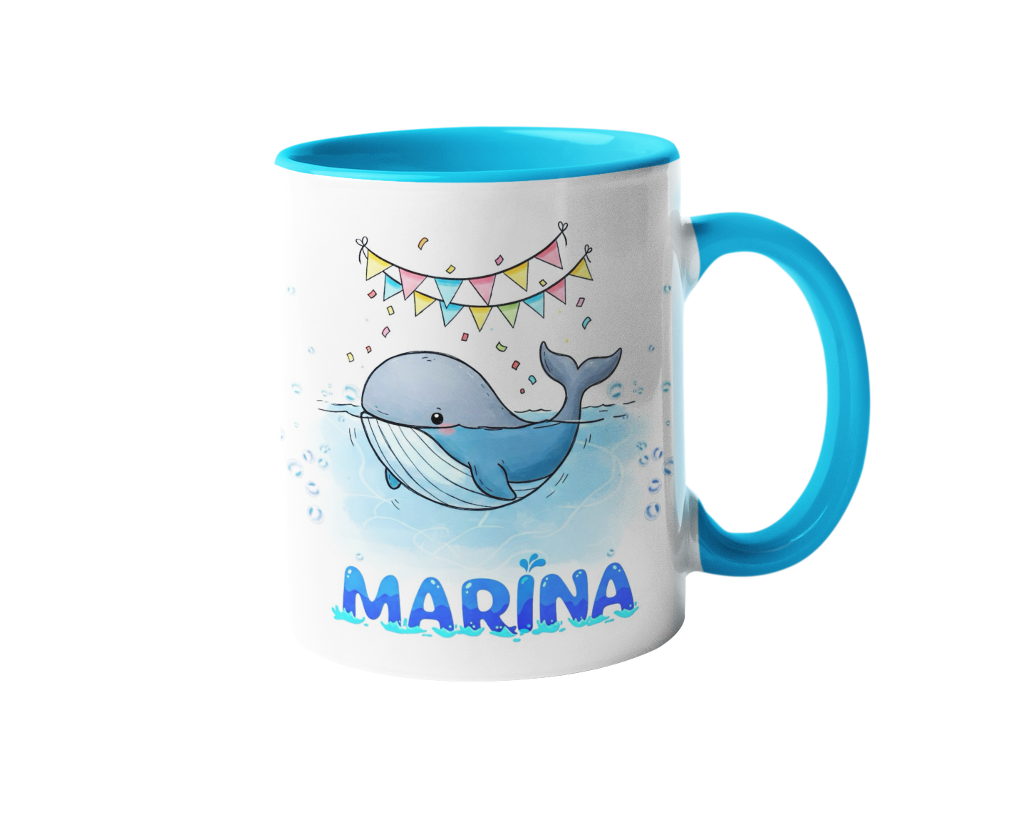Personalized cute animal printed mug with custom child name for kids