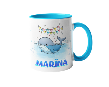 Personalized cute animal printed mug with custom child name for kids