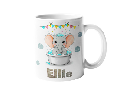 Personalized cute animal printed mug with custom child name for kids