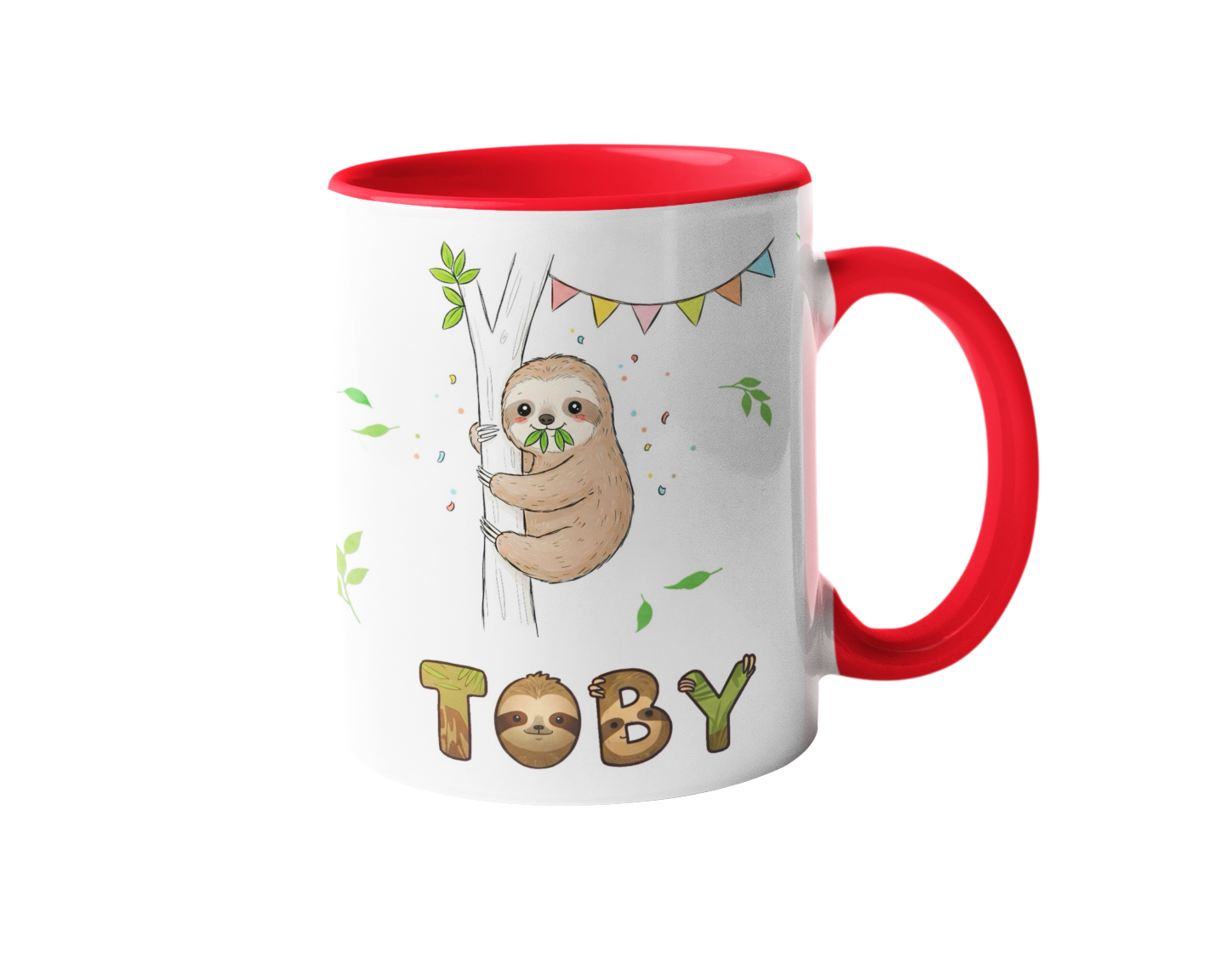 Personalized cute animal printed mug with custom child name for kids