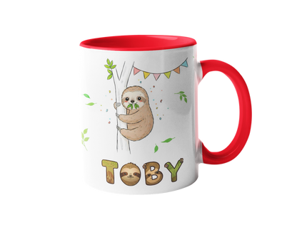 Personalized cute animal printed mug with custom child name for kids