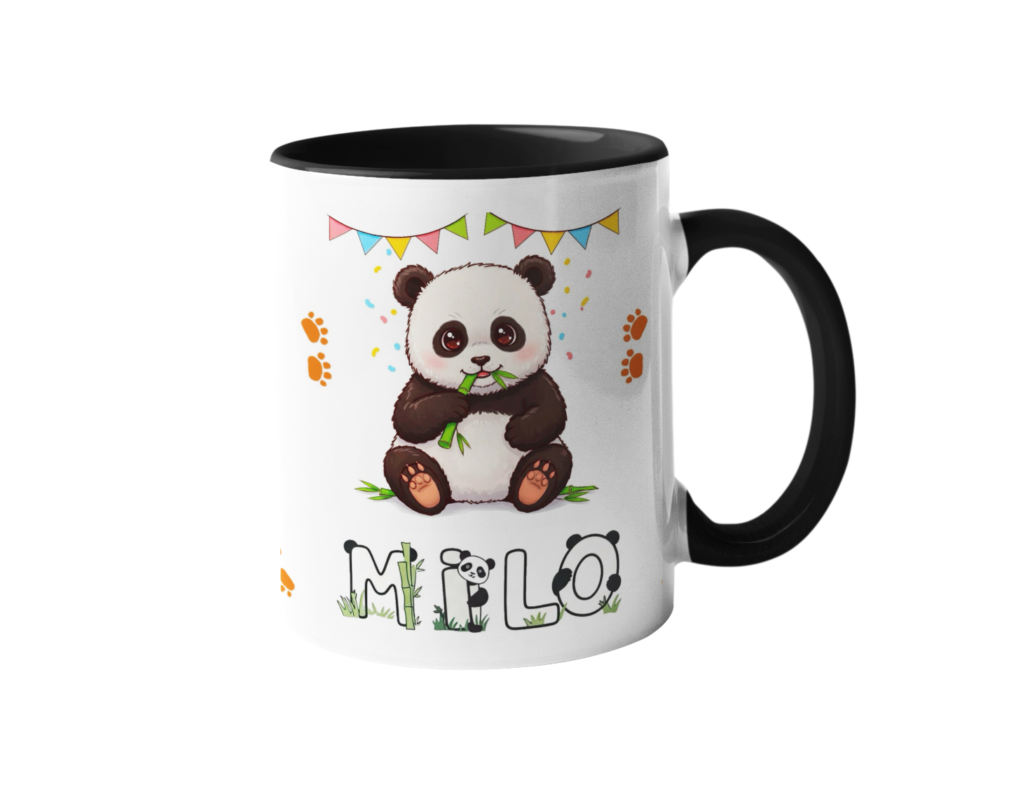 Personalized cute animal printed mug with custom child name for kids