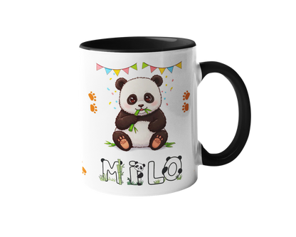 Personalized cute animal printed mug with custom child name for kids