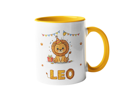 Personalized cute animal printed mug with custom child name for kids