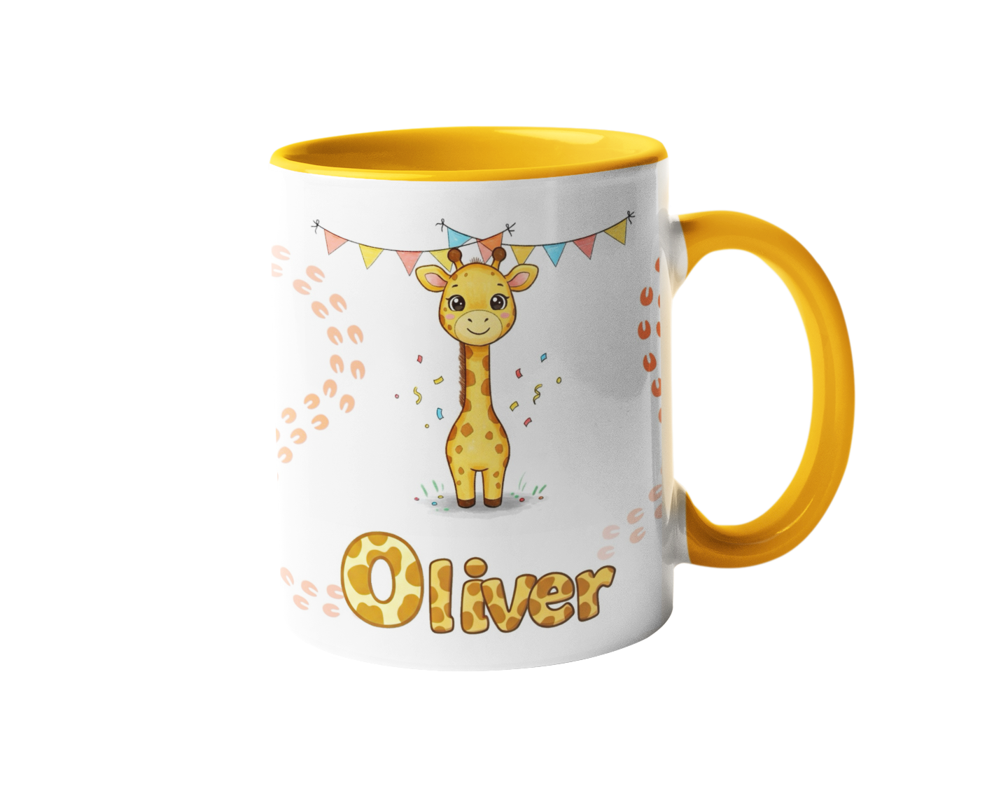 Personalized cute animal printed mug with custom child name for kids