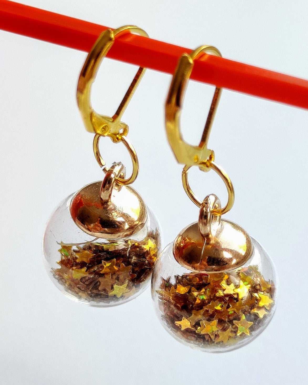 Festive Glass Ball Earrings, Twinkling Stars Confetti