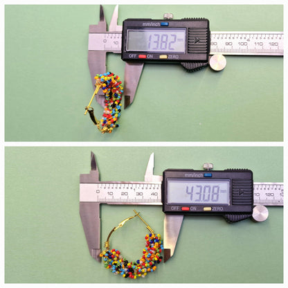 Vibrant Multicolor Beaded Hoop Earrings | Lightweight Festive Jewelry | Perfect Holiday Gift for Her